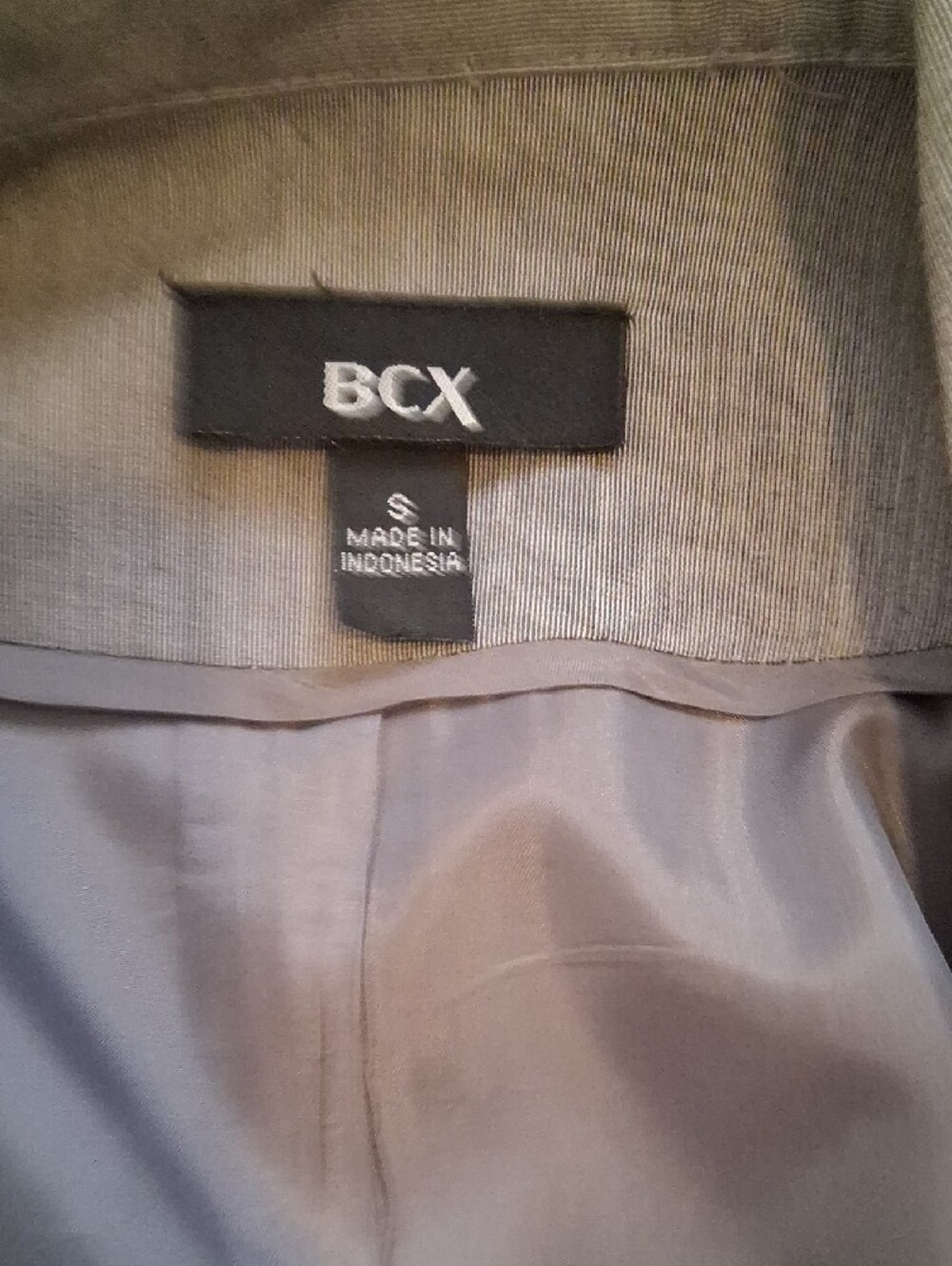 BCX Gray Single-Button Tailored Blazer And Ruffed Skirt. - Picture 8 of 13